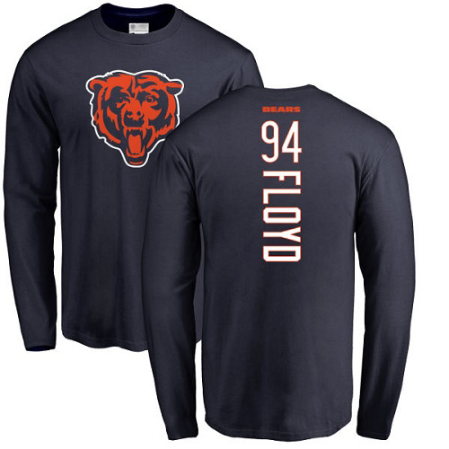 Chicago Bears Men Navy Blue Leonard Floyd Backer NFL Football #94 Long Sleeve T Shirt->->Sports Accessory